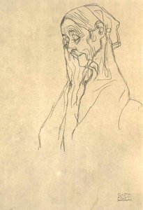 Cabeza de una anciana hacia la izquierda de Gustav Klimt